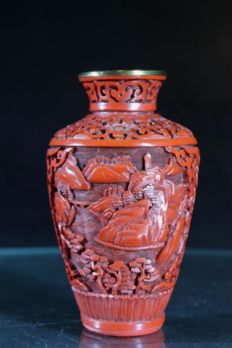 Chinese Carved Red Lacquer Vase