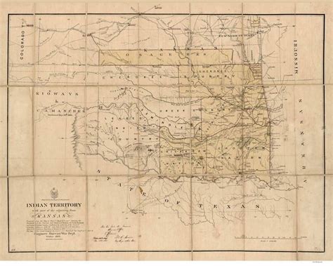 Oklahoma 1866 Engineer Bureau War Dept Indian Territory Old State