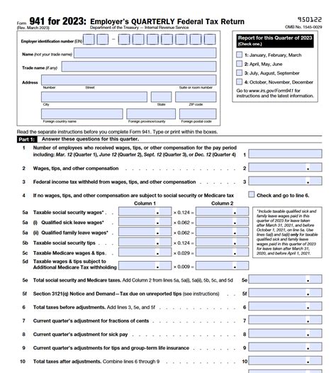 Irs Form 941 Employers Quarterly Federal Tax Return Forms Docs 2023
