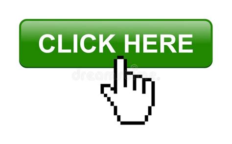 Vector Illustration Click Here Green Icon Square Web Button Stock