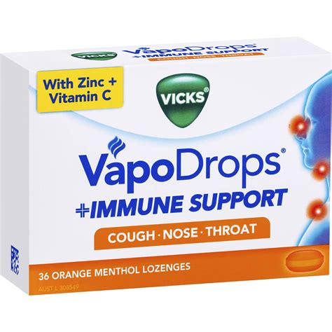 Vicks Vapodrop And Cough Sore Throat Lozenges Immune Orange 36 Pack