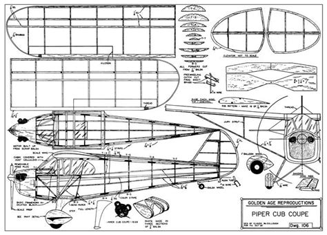 Piper Cub Coupe 28in Plans Aerofred Download Free Model Airplane Plans