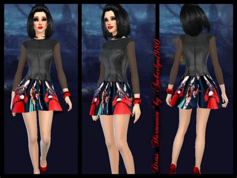 Amberlyn Designs Sims Harmonia Dress With Picture Bottom • Sims 4