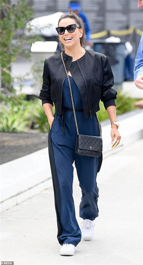 Eva Longoria Goes For Casual Comfort In A Stylish Black And Blue