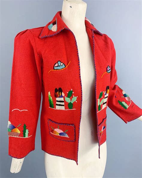 Vintage 40s Mexican Souvenir Jacket 1940s Hand Embroidered Etsy