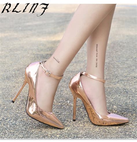 Rlinf Sexy Women Shoe High Heels Pointed Toe Thin Heel Patent Leather Fine With High Heel With