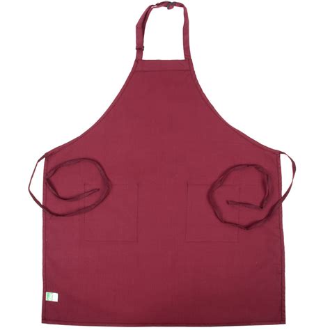 Choice Burgundy Full Length Bib Apron With Adjustable Neck With Pockets