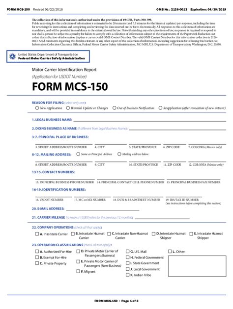 Mcs 150 2018 2024 Form Fill Out And Sign Printable Pdf Template