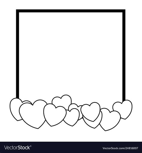 Romantic Frame With Hearts In Black And White Vector Image