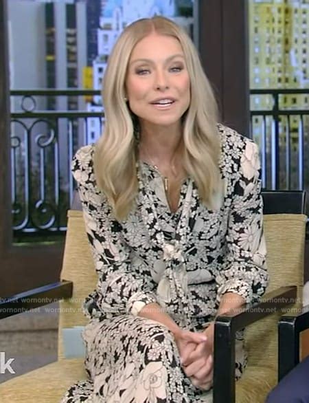 Wornontv Kellys Floral Tie Neck Midi Dress On Live With Kelly And