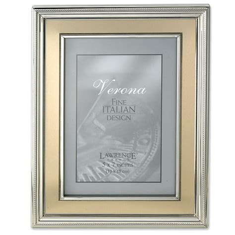 5x7 Silver Plated Metal Picture Frame Brushed Gold Inner Panel