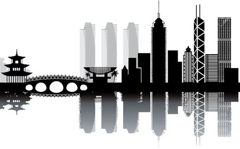 Hong Kong Skyline Silhouette Cityscape Png Download 1300807 Free
