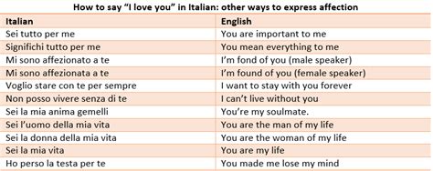 how to say ‘i love you in italian commonly used words