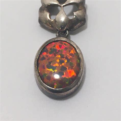 Genuine Vintage Sterling Silver Fire Opal Necklace Etsy