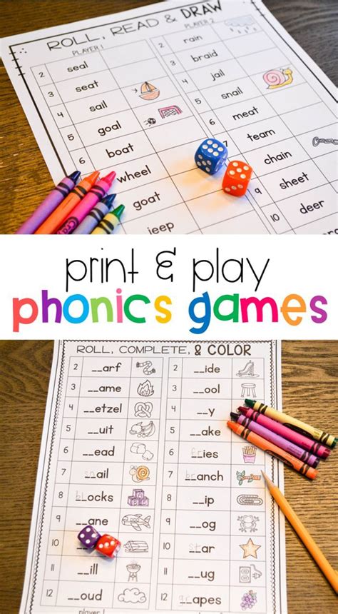 Phonics Games For 1st Grade Print Play Learn Teaching Phonics