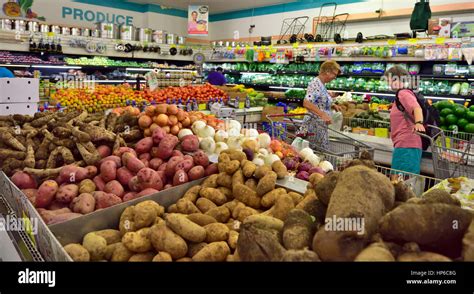 Inside American Supermarket Produce Department Florida Usa Stock