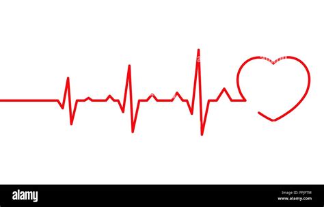 Heart Pulse Cardiogram Line Vector Illustration Isolated On White