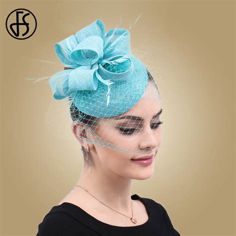 fs women veil pillbox hats fascinating sinamay base hair clip hat headband bowler feather bridal