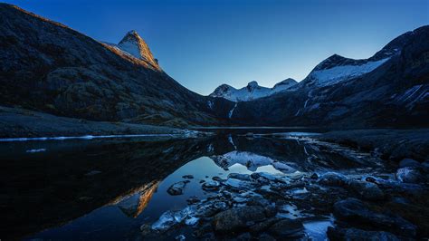Fonds Decran 3840x2160 Norvège Montagnes Soir Lac Pierres Photographie