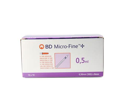 BD Micro Fine Ml Insulin Syringe With G X Mm Needle Pack Of