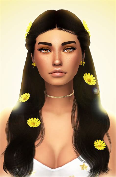🌼 Flower Girl 🌼 Hair Eyeshadow Blush Gloss Earrings Choker Bodysuit Sims Hair