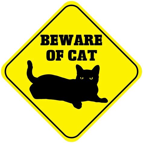 Beware Of Cat Crossing Funny Metal Aluminum Novelty Sign