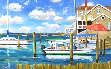 The Island Ferry And Beaufort Harbor By Raleigh Artist Sharon Bass