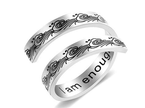 i am enough stainless steel silver ring goddess metal of protection reiki healing hypoallergenic