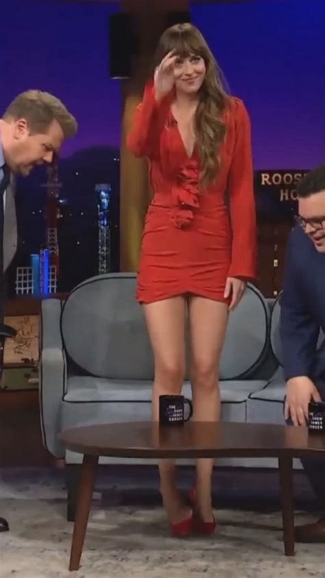 Dakota Johnson Barefoot And Upskirt At James Corden Show 17 Photos Videos The Fappening