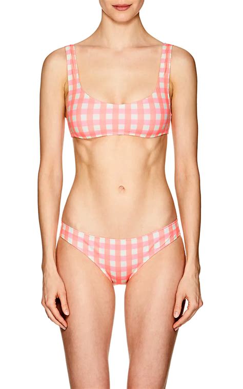 Solid Striped Elle Gingham Bikini Top