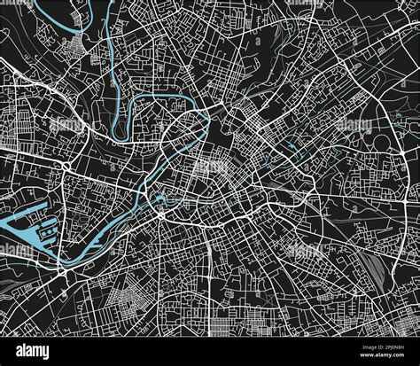 Black And White Vector City Map Of Manchester With Well Organized