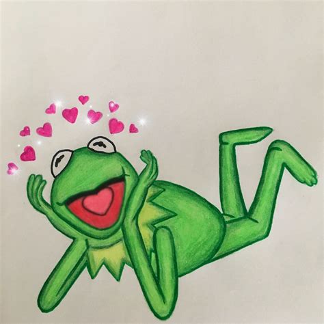 Kermit The Frog Drawing With Hearts Karndeanvangoghbracken