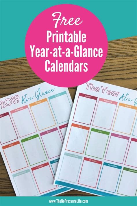 Free Printable Year At A Glance