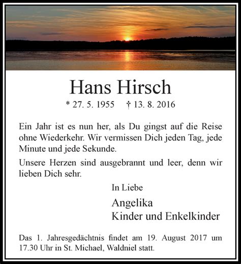 Traueranzeigen Von Hans Hirsch Trauer Und Gedenken My Xxx Hot Girl