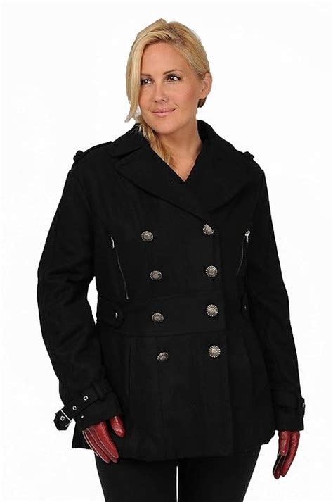 Buy Excelled Leather Womens Plus Size Wool Blend Fashion Pea Coat At