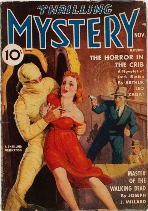 An Old Magazine Cover With A Woman In A Red Dress And Two Men In Suits