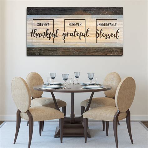 Thankful Grateful Blessed Canvas Wall Art Dining Room Wall Decor