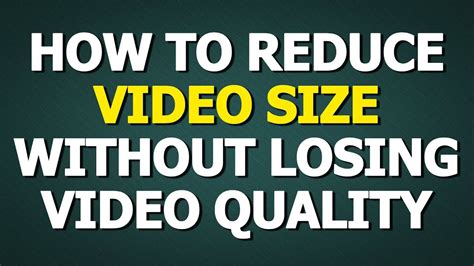 How To Reduce Video Size Without Losing Quality L Convert Videos To A Smaller Size Youtube