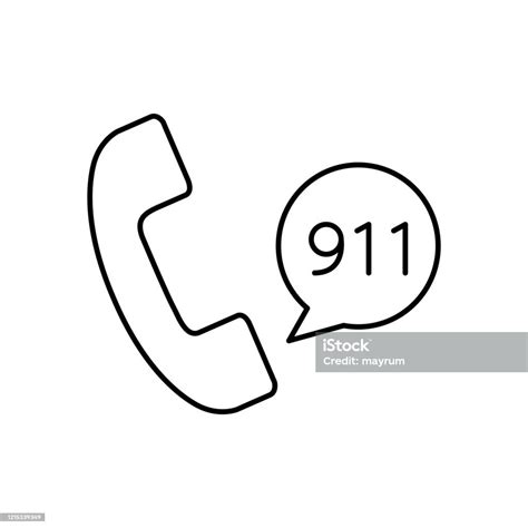 Call 911 Icon Line Style Stock Illustration Download Image Now Dial