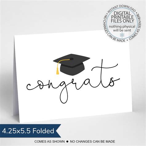 Printable Graduation Card Congratulations Graduate Folding Etsy