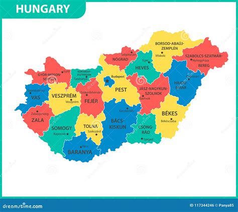 The Detailed Map Of Hungary With Regions Or States And Cities Capital