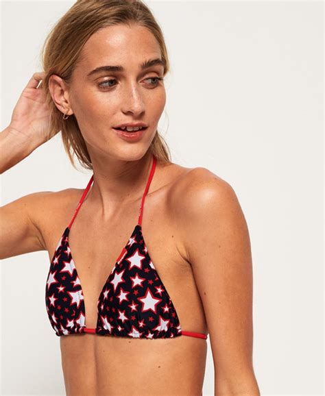 Womens Pacific Star Triangle Bikini Top In Pacific Star Red Superdry