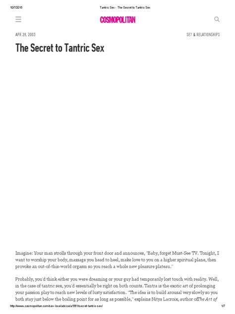 Tantric Sex The Secret To Tantric Sex Pdf Tantra Neotantra
