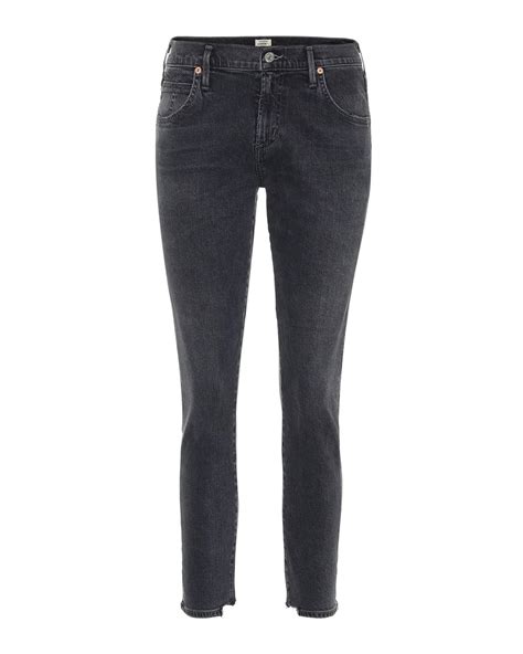 Citizens Of Humanity Denim Elsa Cropped Mid Rise Slim Jeans In Black Lyst