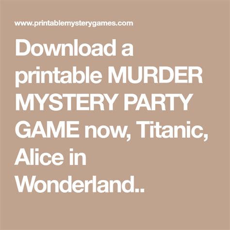 How to get a free murder mystery script? Pin on party ideas