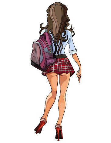 Download Cartoon Sexy Girl In A Short Skirt Back View Stock ...