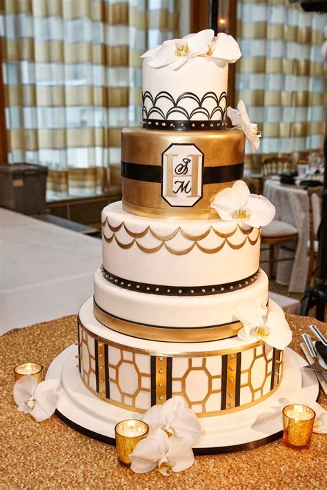 Please indicate at the remark section on the letter initial that you would like to include. Cakes & Desserts Photos - White, Gold & Black Cake with ...