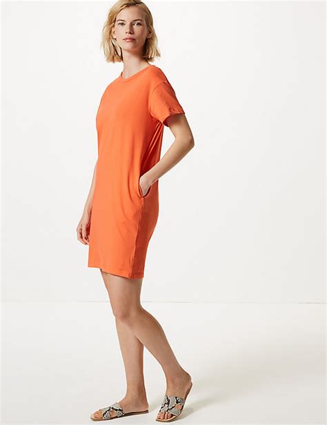 Pure Cotton T Shirt Dress With Pockets