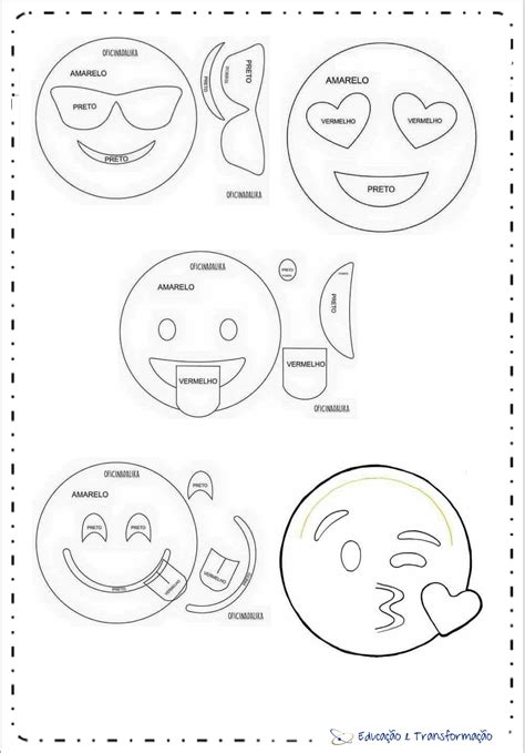 Moldes De Emoji Para Imprimir Eva E Feltro Artesanato E Decoração