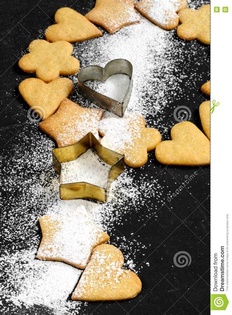Homemade Shortbread Cookies And Powdered Sugar Stock Image Image Of